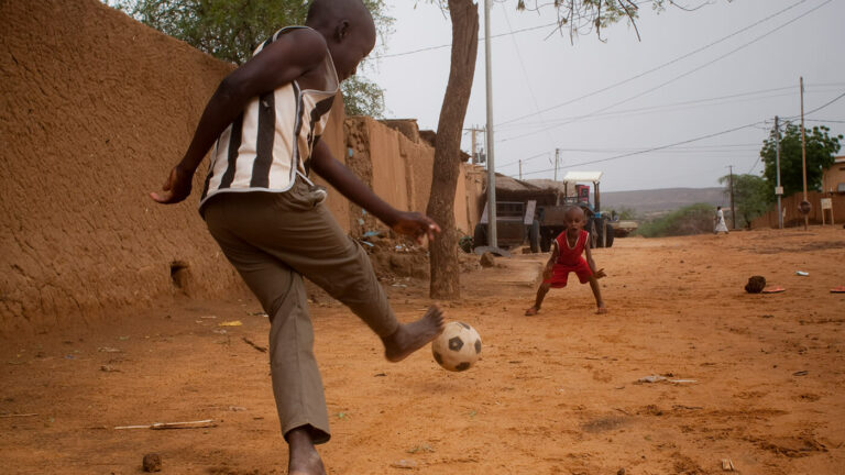 Children playing football